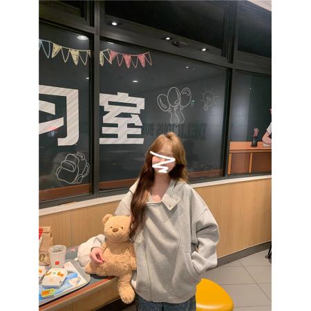 FA46459# 韩系设计感独特超好看外套女春秋新款慵懒风oversize连帽卫衣