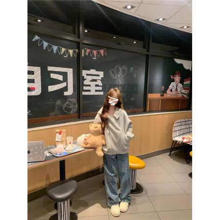 FA46459# 韩系设计感独特超好看外套女春秋新款慵懒风oversize连帽卫衣