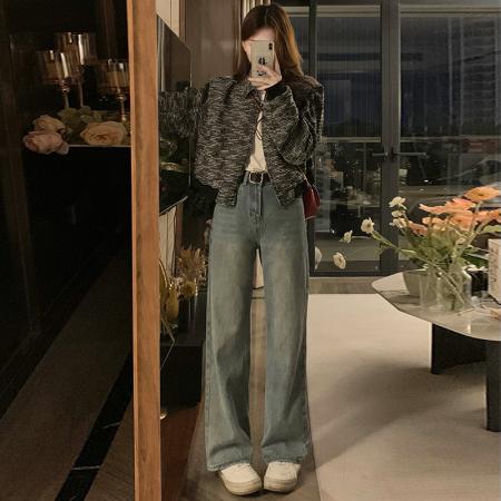 FA46460# 韩版短款小香风外套设计感小众女春秋款宽松vintage休闲夹克上衣