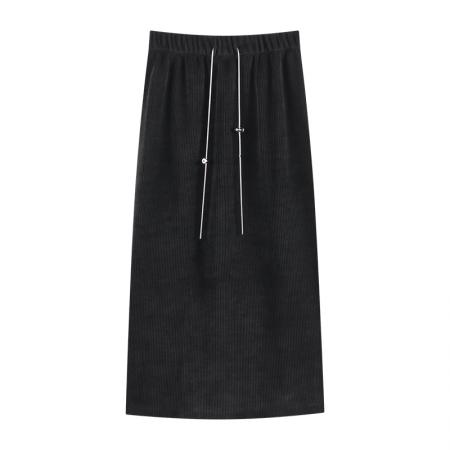 FA46534# -灯芯绒加绒加厚新款链条百搭后开叉休闲半身裙女