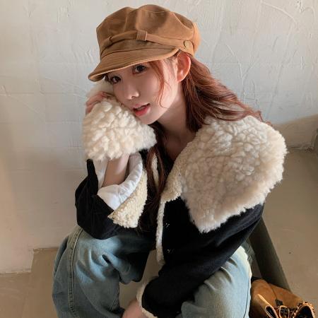 FA46538# 新款棉袄短款羊羔毛牛仔外套女秋冬季夹棉高级感加厚夹克上衣