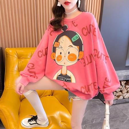 FA46563# 新款秋韩版宽松中长款卫衣女