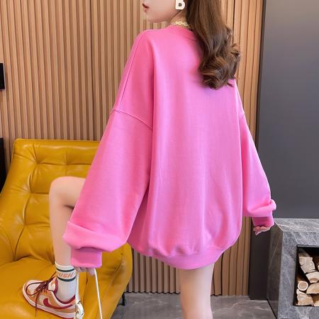 FA46564# 珠地新款韩版撞色口袋卫衣女