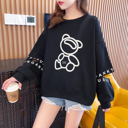 FA46568# 珠地秋装新款韩版宽松卫衣女