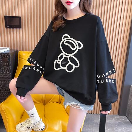 FA46568# 珠地秋装新款韩版宽松卫衣女