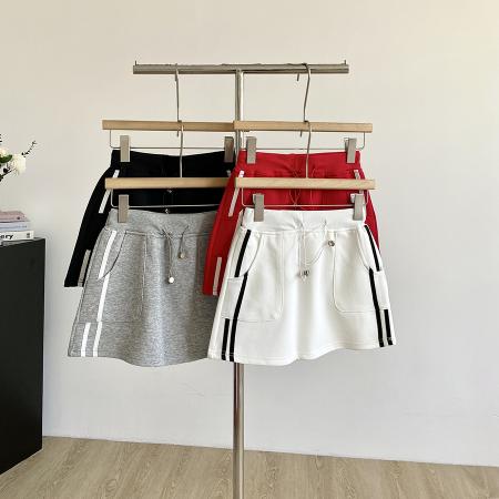 FA46571# 纯棉华棉夏新款宽松休闲显瘦A字百搭抽绳短裙女