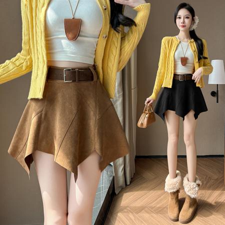 FA46591# 秋季新款韩版设计感不规则显瘦半身裙女高腰百搭短裙小众辣妹