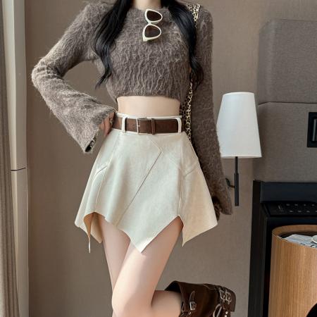 FA46591# 秋季新款韩版设计感不规则显瘦半身裙女高腰百搭短裙小众辣妹