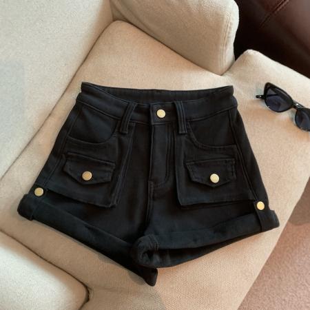 FA46608# 秋冬复古高腰工装加绒短裤