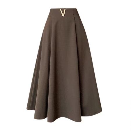 FA46609# 大码女装秋冬新款加厚毛呢高腰半身裙女百搭中长款伞裙大摆裙