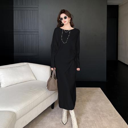 FA46614# 韩系慵懒风不规则宽松显瘦长袖针织衫上衣半身裙时尚毛衣两件套