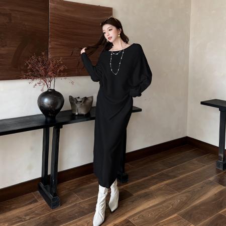 FA46614# 韩系慵懒风不规则宽松显瘦长袖针织衫上衣半身裙时尚毛衣两件套