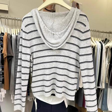 FA46625# 原版质量秋冬新款韩版假两件套条纹拼接长袖体恤针织衫上衣女