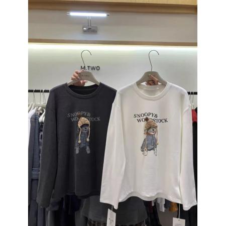 FA46654# 重工艺德绒保暖长袖T恤女打底衫女25冬宽松上衣女