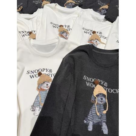 FA46654# 重工艺德绒保暖长袖T恤女打底衫女25冬宽松上衣女