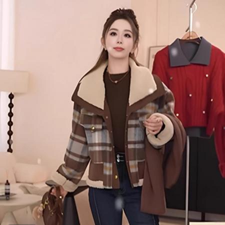 FA46727# 短款撞色夹棉加厚小香风外套女秋冬装新款韩系小个子保暖上衣 服裝批發女裝批發服飾貨源