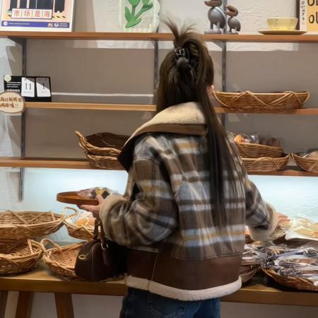 FA46727# 短款撞色夹棉加厚小香风外套女秋冬装新款韩系小个子保暖上衣 服裝批發女裝批發服飾貨源