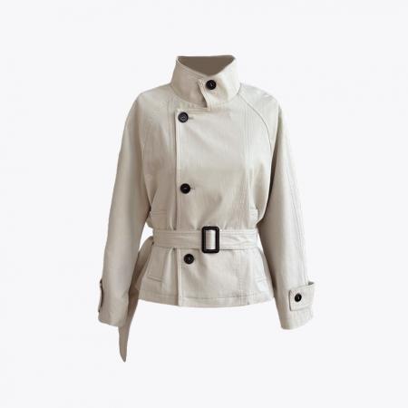 FA46742# 复古长袖立领短款风衣女秋季新款高级感气质显瘦收腰外套上衣 服裝批發女裝批發服飾貨源