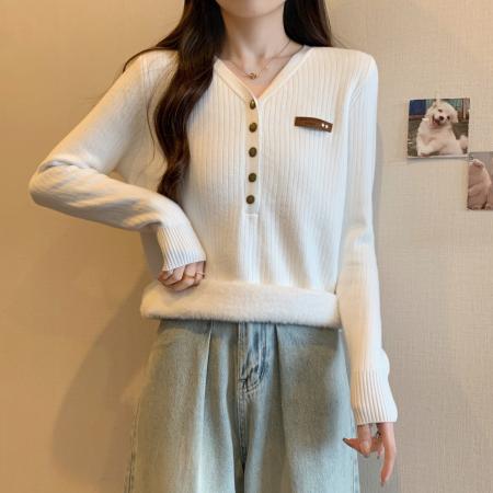 FA46758# 胖MM大码秋冬加绒加厚一体绒贴标毛衣显瘦针织打底衫 服裝批發女裝批發服飾貨源