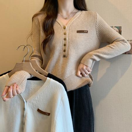 FA46758# 胖MM大码秋冬加绒加厚一体绒贴标毛衣显瘦针织打底衫 服裝批發女裝批發服飾貨源