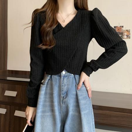 FA46777# 大码女装不规则长袖正肩T恤新款秋季打底衫显瘦上衣洋气遮肉 服裝批發女裝批發服飾貨源