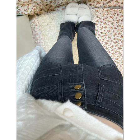 FA46783# 梨形身材高腰牛仔裤女春秋大码小个子胖妹妹遮胯显瘦微喇拖地裤子 服裝批發女裝批發服飾貨源