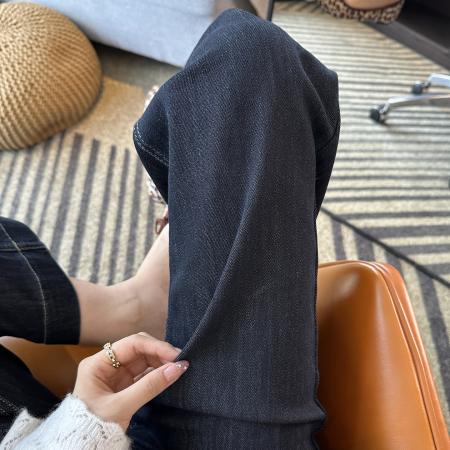 FA46784# 新款大码深色宽松阔腿牛仔裤女梨型身材秋季高腰直筒裤子 服裝批發女裝批發服飾貨源