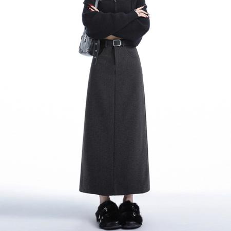 FA46787# 新款大码毛呢半身裙子胖mm遮肚显瘦包臀裙女梨型身材高腰秋冬 服裝批發女裝批發服飾貨源