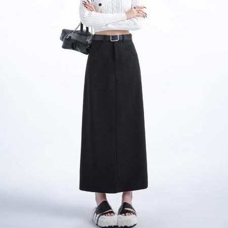 FA46787# 新款大码毛呢半身裙子胖mm遮肚显瘦包臀裙女梨型身材高腰秋冬 服裝批發女裝批發服飾貨源