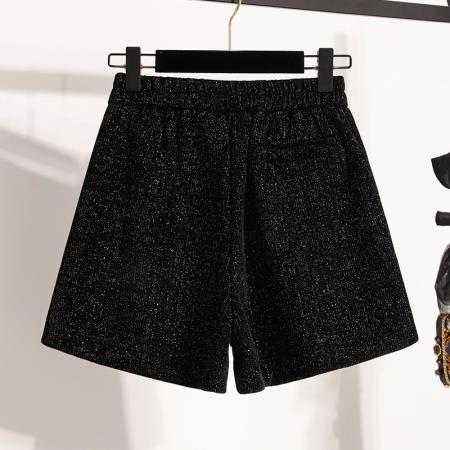 FA46791# 大码黑色短裤女外穿秋冬新款大腿灯芯绒高腰显瘦A字靴裤 服裝批發女裝批發服飾貨源