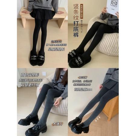 FA46793# 打底裤女冬季加绒加厚竖条纹显瘦外穿保暖纯棉连裤袜秋冬灰色踩脚 服裝批發女裝批發服飾貨源