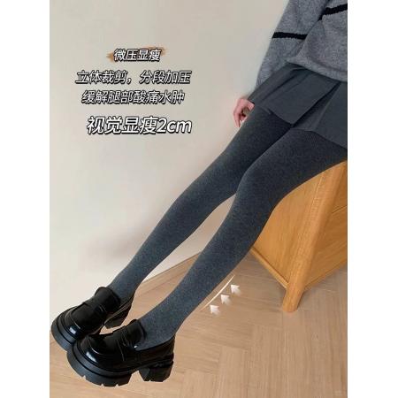 FA46793# 打底裤女冬季加绒加厚竖条纹显瘦外穿保暖纯棉连裤袜秋冬灰色踩脚 服裝批發女裝批發服飾貨源