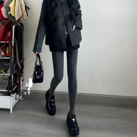 FA46793# 打底裤女冬季加绒加厚竖条纹显瘦外穿保暖纯棉连裤袜秋冬灰色踩脚 服裝批發女裝批發服飾貨源