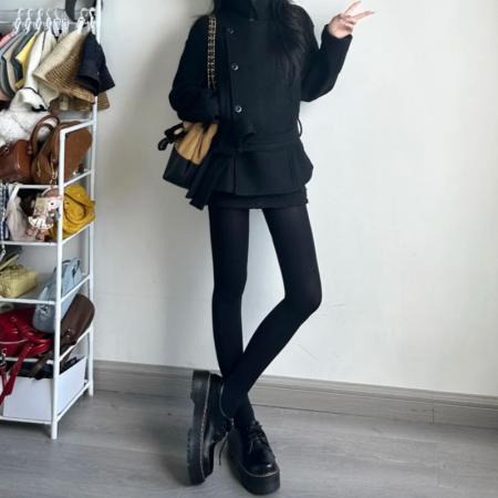 FA46793# 打底裤女冬季加绒加厚竖条纹显瘦外穿保暖纯棉连裤袜秋冬灰色踩脚 服裝批發女裝批發服飾貨源