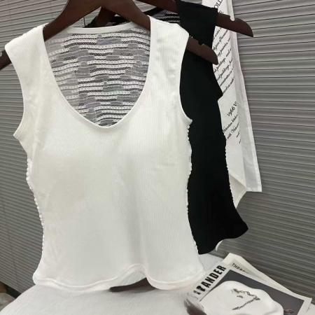 FA46797# 大码秋冬磨毛纯欲镂空美背背心女带胸垫胖mm打底上衣可外穿吊带 服裝批發女裝批發服飾貨源