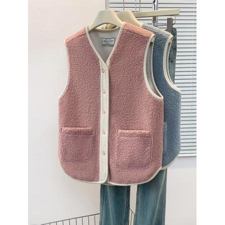 FA46808# 秋冬撞色仿外套宽松显瘦坎肩马夹衫韩系温柔风小香马甲女外设计 服裝批發女裝批發服飾貨源