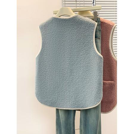 FA46808# 秋冬撞色仿外套宽松显瘦坎肩马夹衫韩系温柔风小香马甲女外设计 服裝批發女裝批發服飾貨源