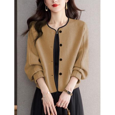 FA46809# 春秋新款显白气质大码小香风女时尚镶边百搭短款外套女 服裝批發女裝批發服飾貨源