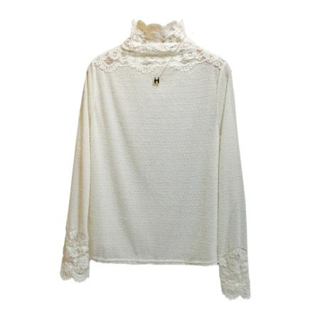 FA46810# 大码女装早春新款胖MM韩版修身拼接钩花蕾丝打底上衣 服裝批發女裝批發服飾貨源