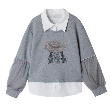 FA46811# 秋冬新款设计师高级感气质钉珠大码时尚气质显瘦长袖卫衣 服裝批發女裝批發服飾貨源