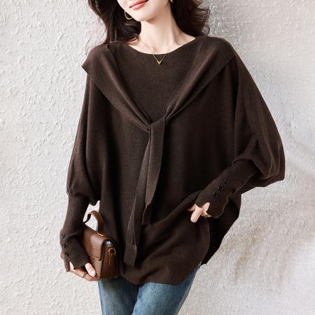 FA46812# 秋纯色显瘦套头慵懒风气质洋气长袖时尚减龄高级感毛衣 服裝批發女裝批發服飾貨源