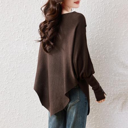 FA46812# 秋纯色显瘦套头慵懒风气质洋气长袖时尚减龄高级感毛衣 服裝批發女裝批發服飾貨源