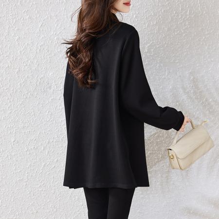 FA46815# 黑色条纹卫衣女秋季新款宽松中长款上衣大码欧洲站女装 服裝批發女裝批發服飾貨源