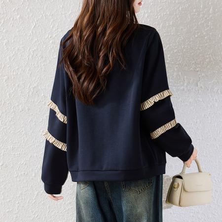 FA46817# 新款秋冬高级感女拼接重工爱心大码显瘦减龄长袖加厚卫衣 服裝批發女裝批發服飾貨源