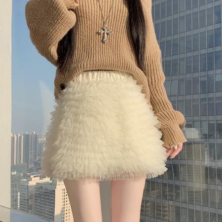 FA46857# 新版网红百搭拼接蕾丝蛋糕蓬蓬裙半身裙 服裝批發女裝批發服飾貨源