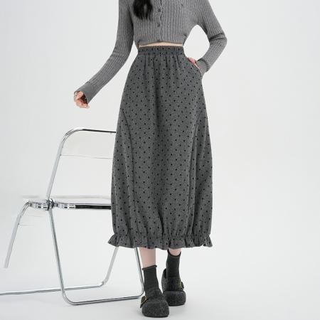 FA46858# 冬新款百搭显瘦网红毛呢半身裙花苞灯笼裙气质半身裙 服裝批發女裝批發服飾貨源