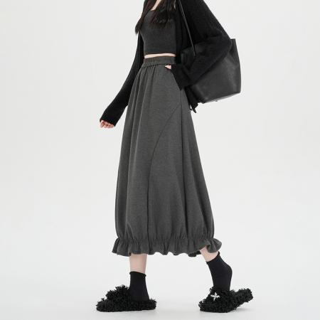 FA46858# 冬新款百搭显瘦网红毛呢半身裙花苞灯笼裙气质半身裙 服裝批發女裝批發服飾貨源