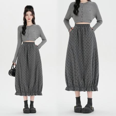 FA46858# 冬新款百搭显瘦网红毛呢半身裙花苞灯笼裙气质半身裙 服裝批發女裝批發服飾貨源