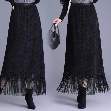 FA46867# 流苏蕾丝半身...