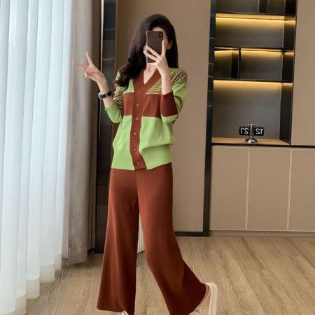 FA46881# 欧洲站气质套装秋季新款时尚气质洋气高级感休闲阔腿裤两件套 服裝批發女裝批發服飾貨源